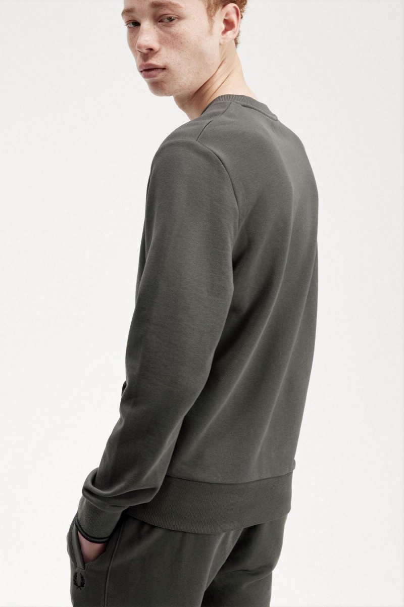 Fred Perry Crew Neck Sweatshirt Trainingsanzug Herren Grün | CHDFL72843