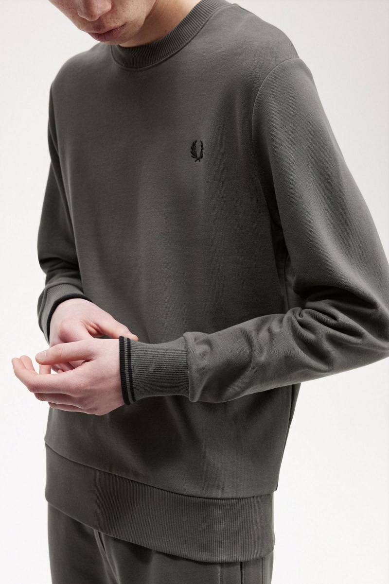 Fred Perry Crew Neck Sweatshirt Trainingsanzug Herren Grün | CHDFL72843