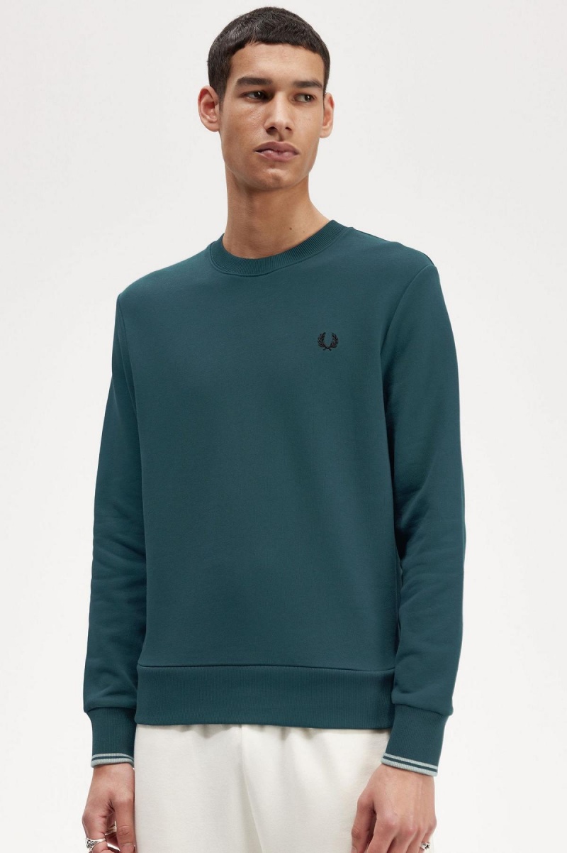 Fred Perry Crew Neck Sweatshirts Herren Blau | QCHWA76670