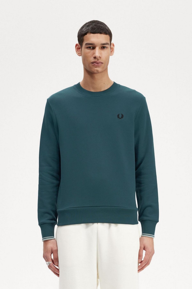 Fred Perry Crew Neck Sweatshirts Herren Blau | QCHWA76670