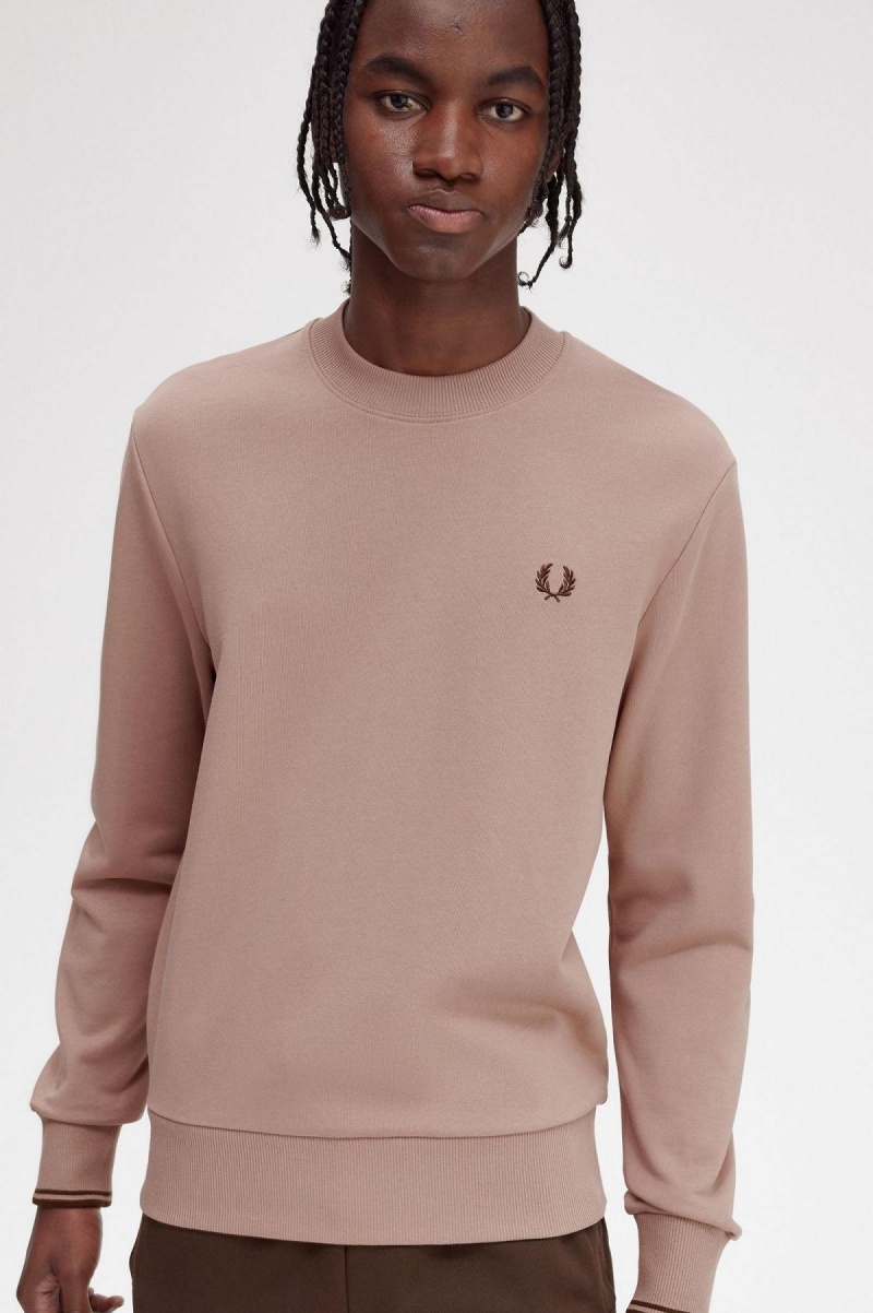 Fred Perry Crew Neck Sweatshirts Herren Dunkelrosa | CHIIZ94576