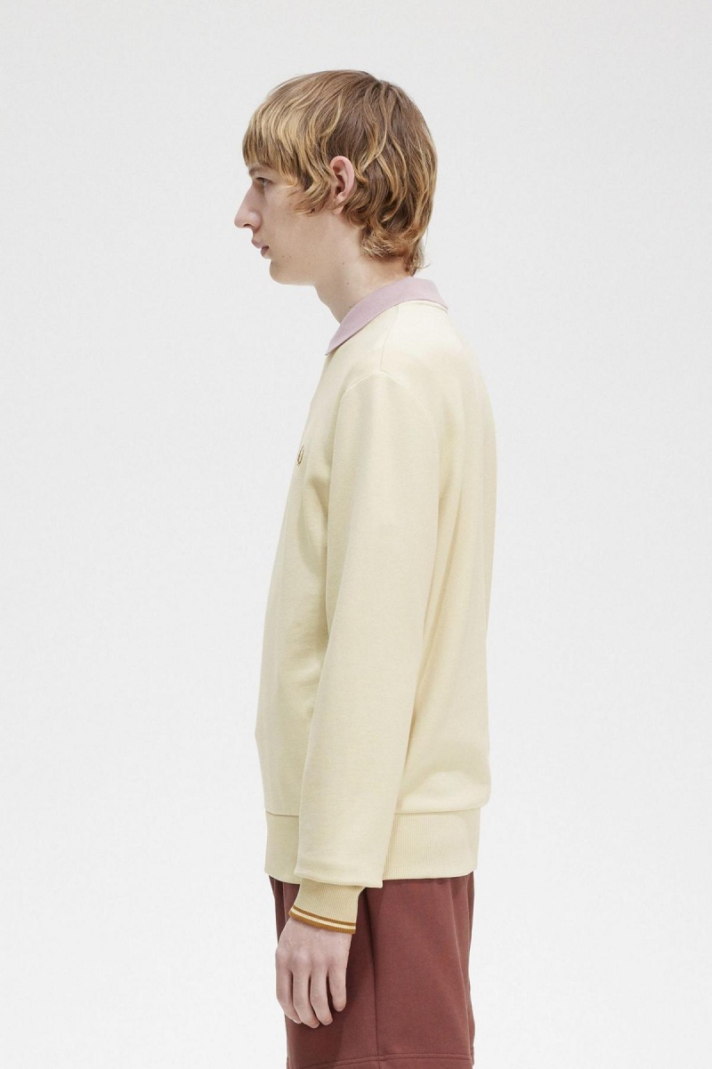 Fred Perry Crew Neck Sweatshirts Herren Oatmeal | DCHVO63869