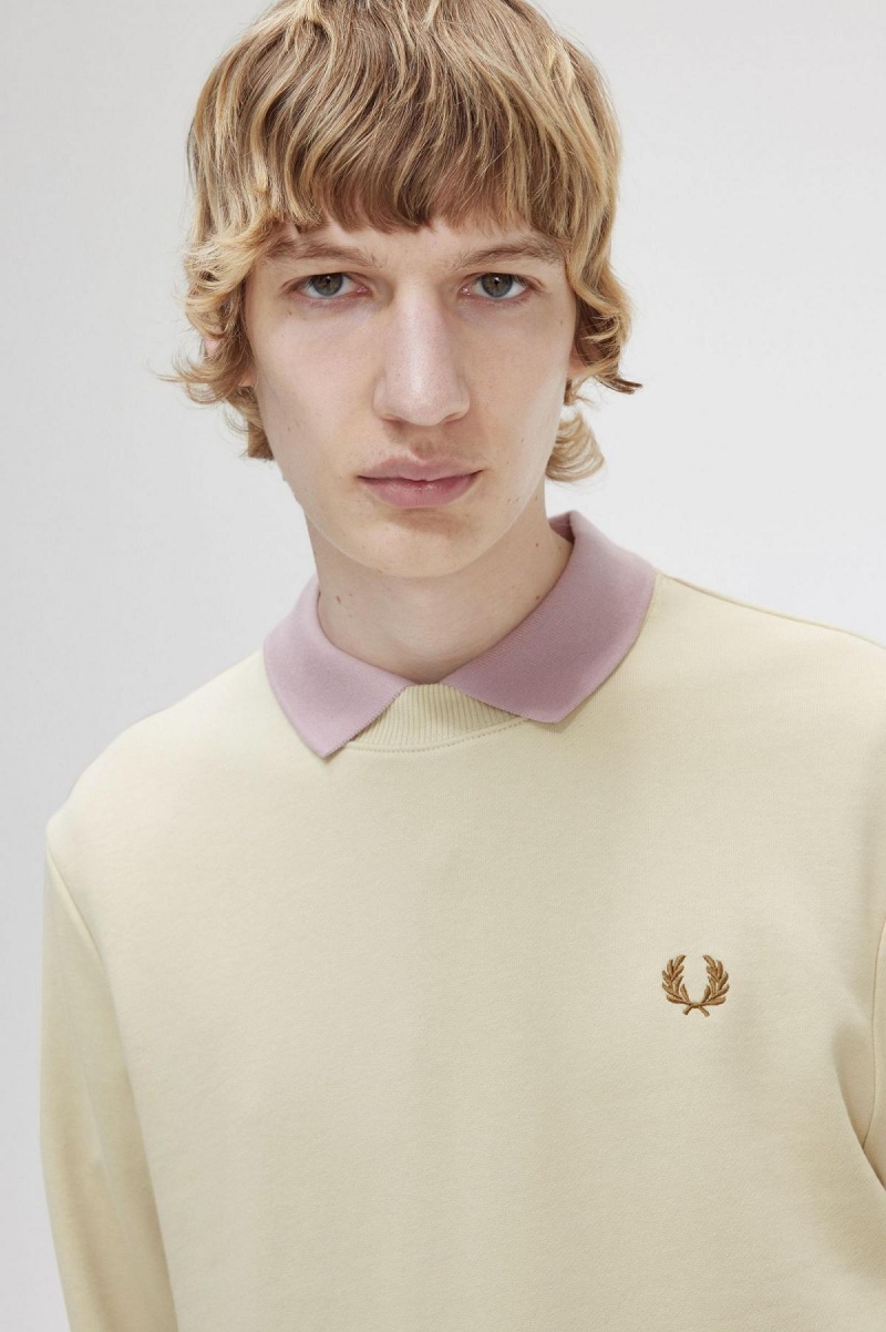 Fred Perry Crew Neck Sweatshirts Herren Oatmeal | DCHVO63869