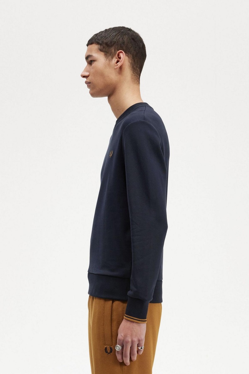 Fred Perry Crew Neck Sweatshirts Herren Navy Dunkel | CHICD79016