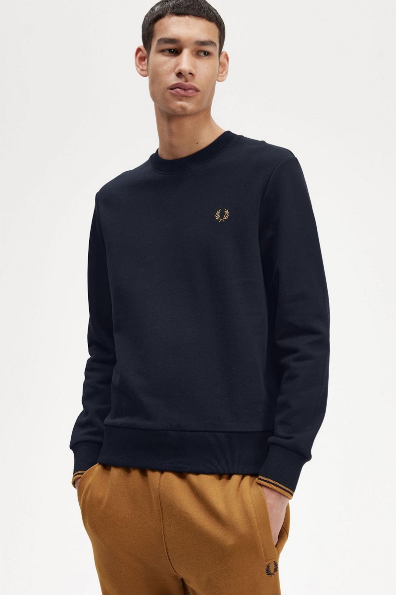 Fred Perry Crew Neck Sweatshirts Herren Navy Dunkel | CHICD79016