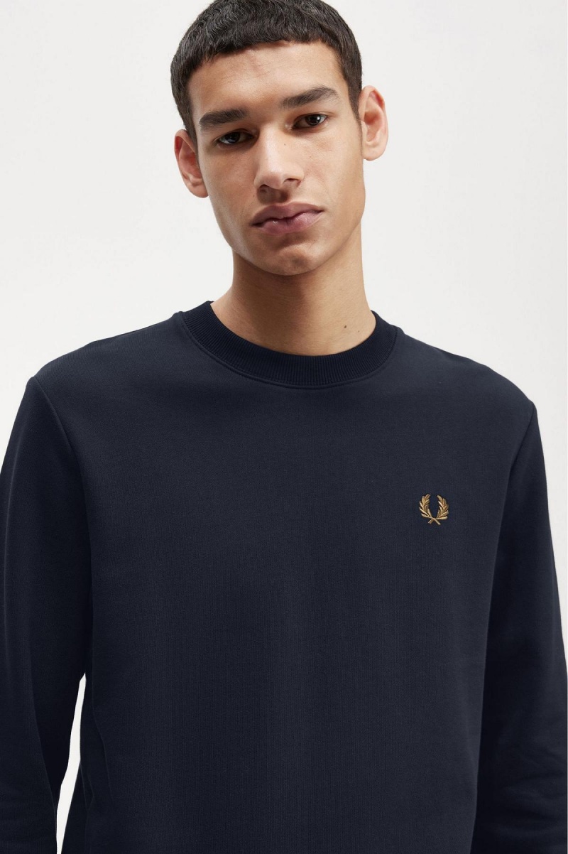 Fred Perry Crew Neck Sweatshirts Herren Navy Dunkel | CHICD79016