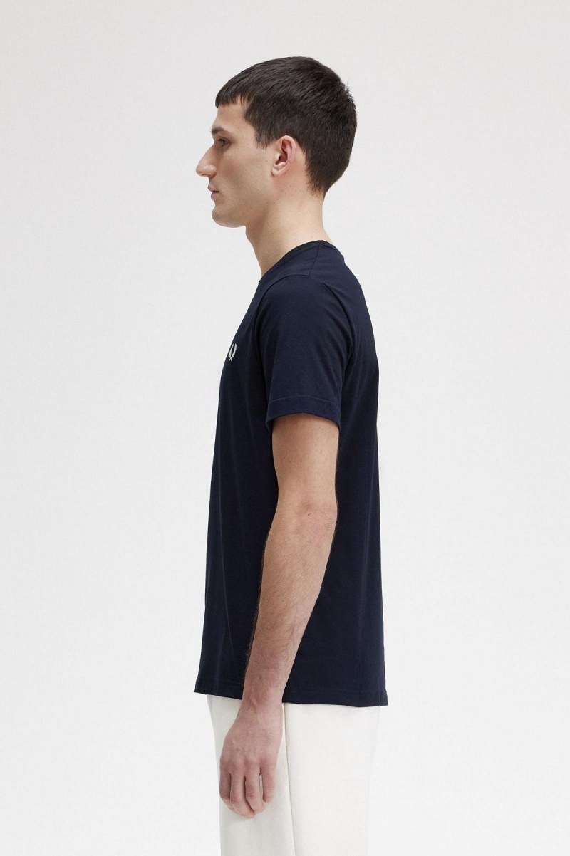 Fred Perry Crew Neck T-shirts Herren Navy | CHXBR19682