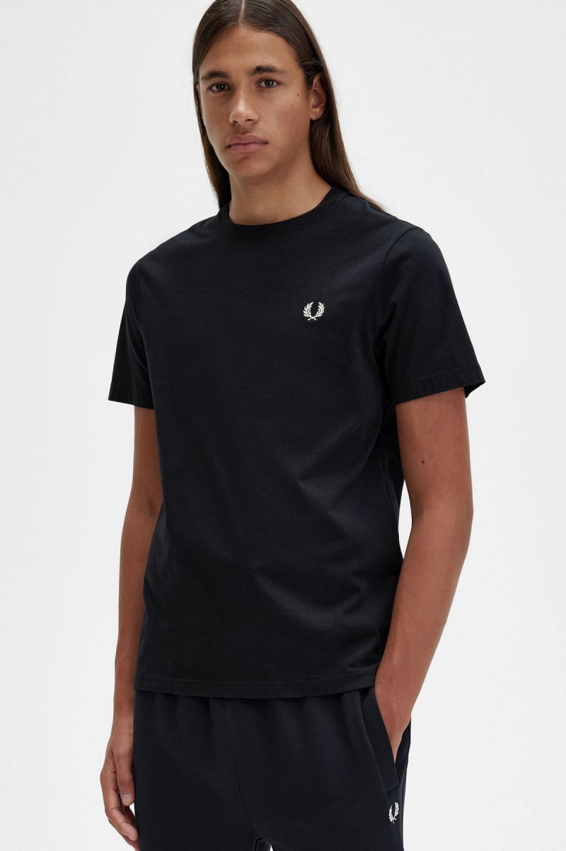 Fred Perry Crew Neck T-shirts Herren Schwarz | CHEAH38629