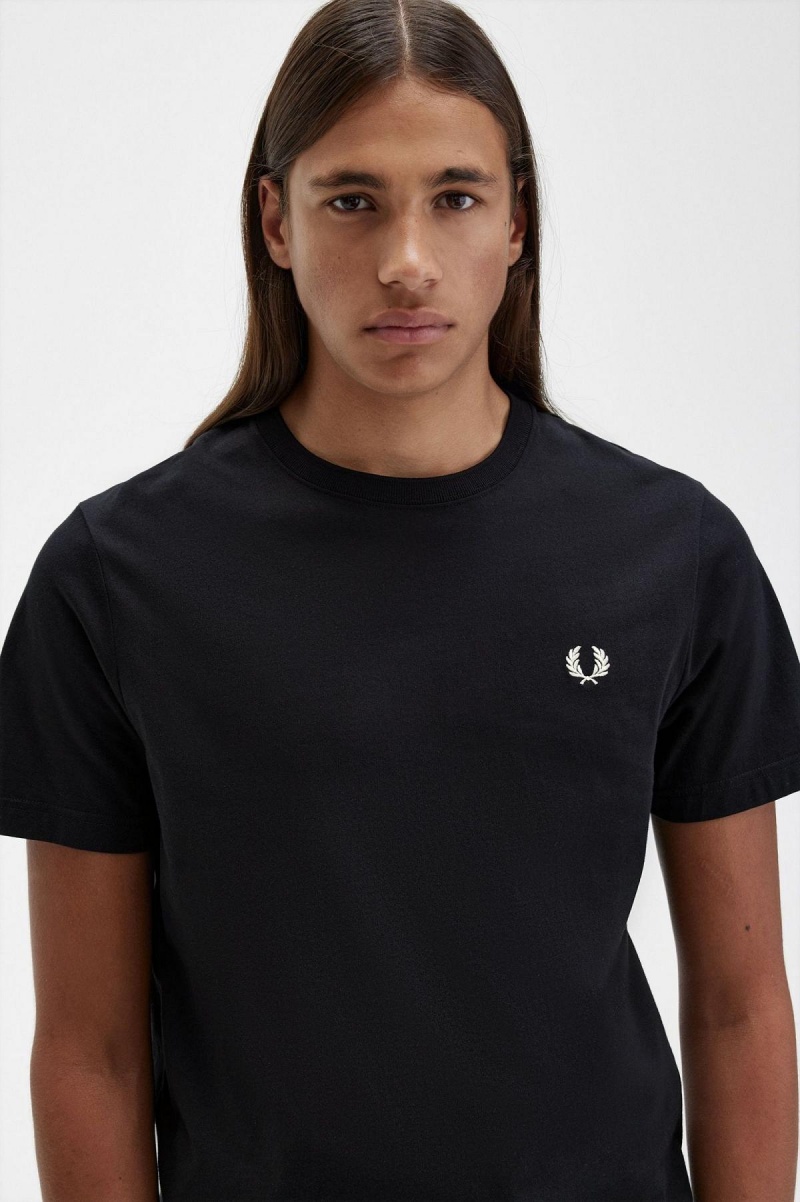 Fred Perry Crew Neck T-shirts Herren Schwarz | CHEAH38629