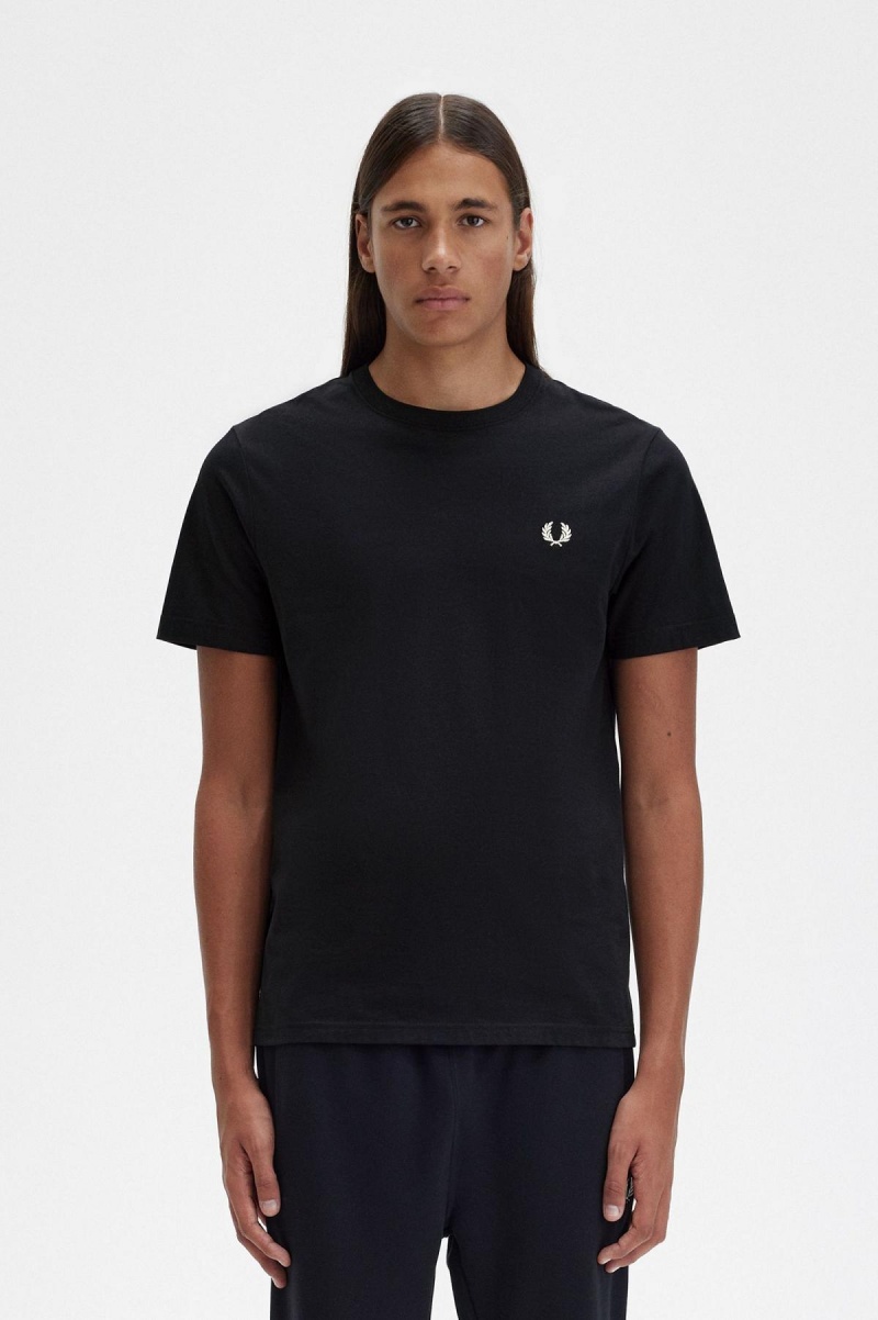 Fred Perry Crew Neck T-shirts Herren Schwarz | CHEAH38629