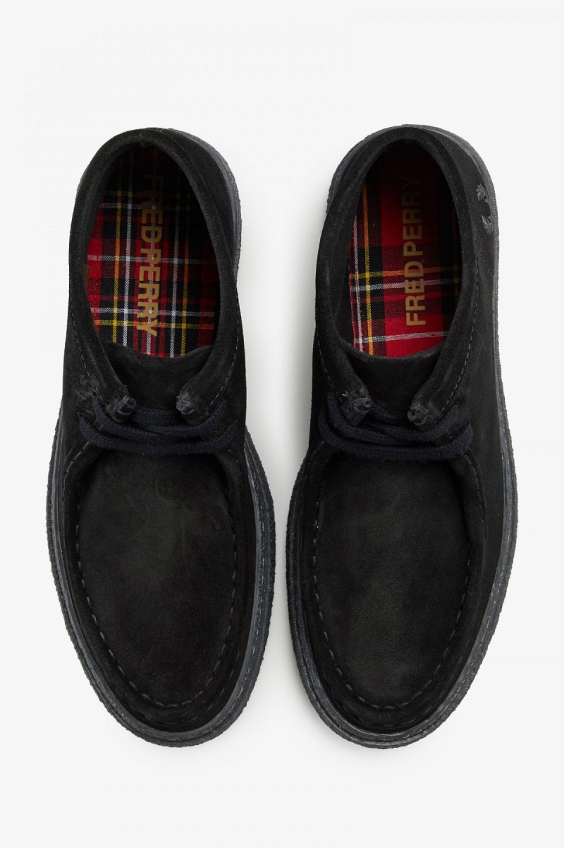 Fred Perry Dawson Mid Schuhe Damen Schwarz | QCHWA93297