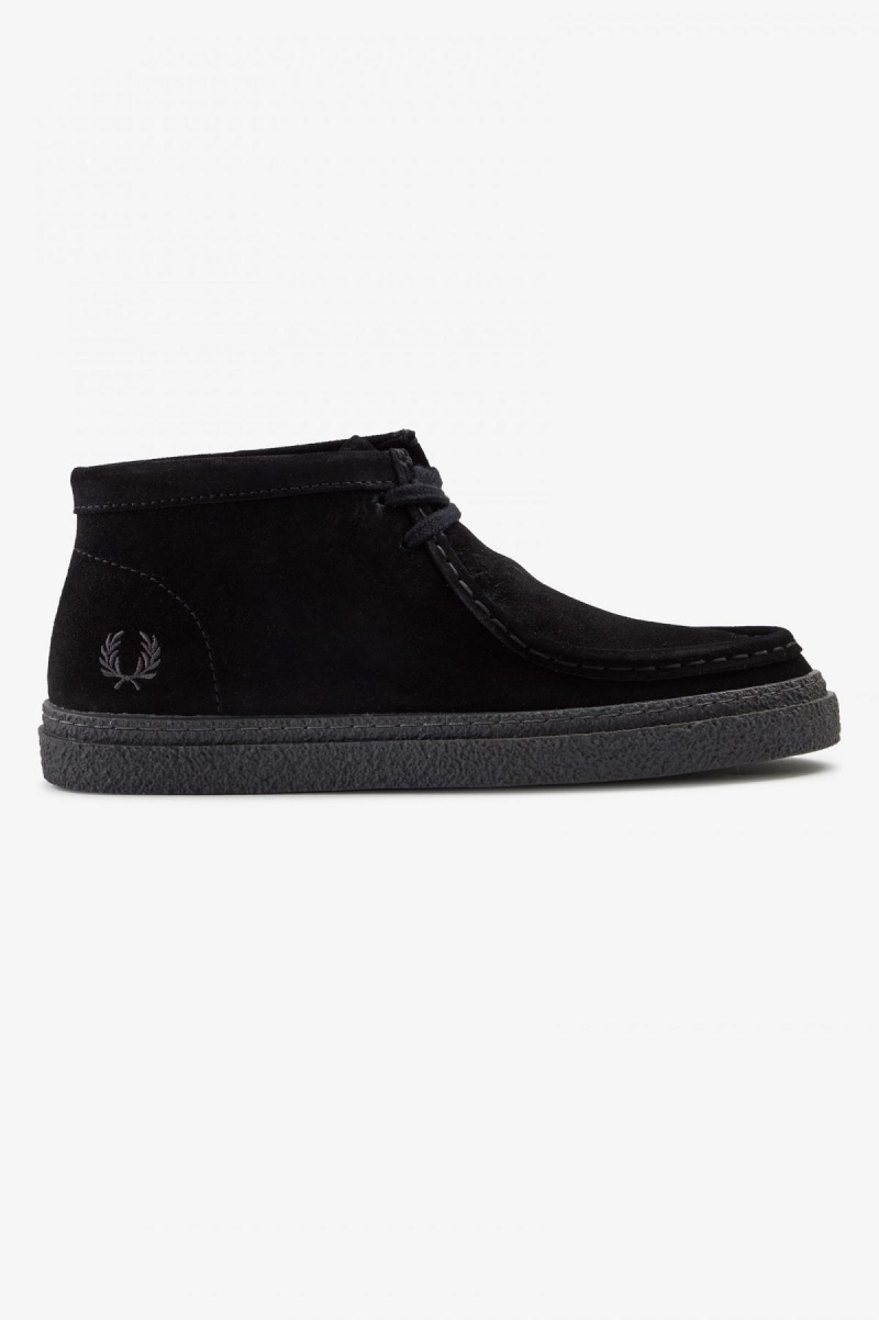 Fred Perry Dawson Mid Schuhe Damen Schwarz | QCHWA93297