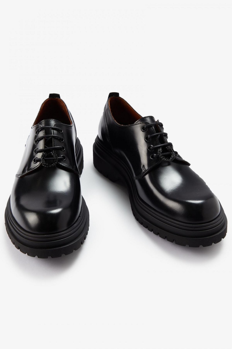 Fred Perry Derby Schuhe Damen Schwarz | CHJKU64777