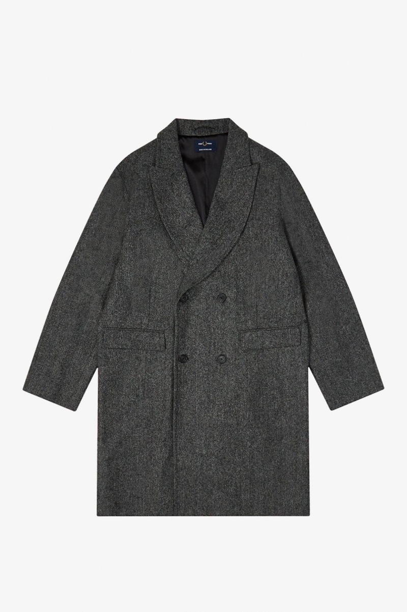 Fred Perry Double Breasted Topcoat Mäntel Herren Schwarz | CHEAH80136