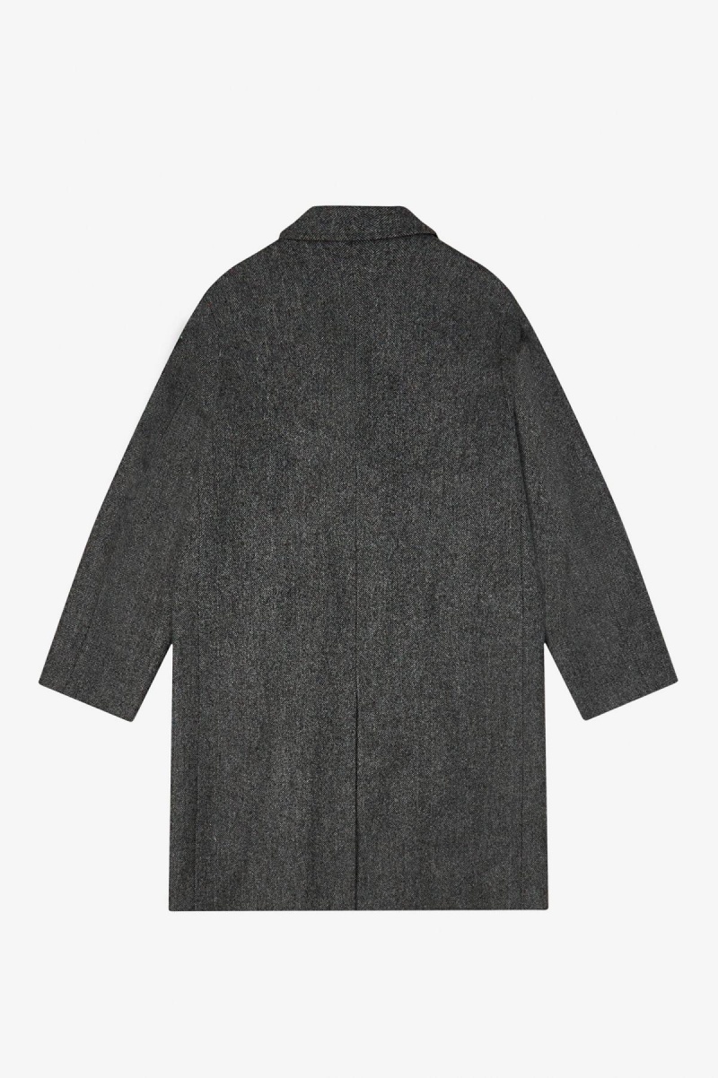 Fred Perry Double Breasted Topcoat Mäntel Herren Schwarz | CHEAH80136