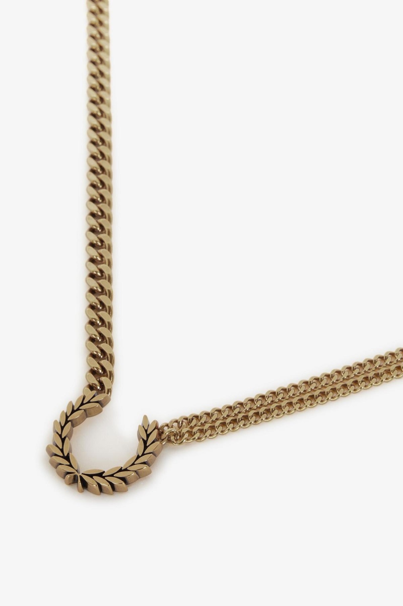 Fred Perry Double Chain Laurel Wreath Necklace Schmuck Accessories Gold | FCHUI27209