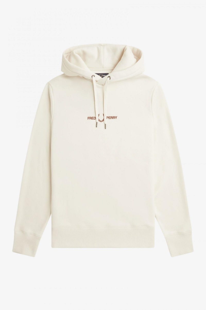 Fred Perry Embroidered Mit Kapuze Sweatshirts Herren Ecru | CHEGJ28537