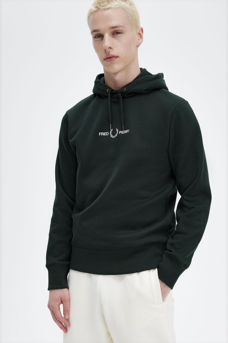 Fred Perry Embroidered Mit Kapuze Sweatshirts Herren Grün | SCHVO32429