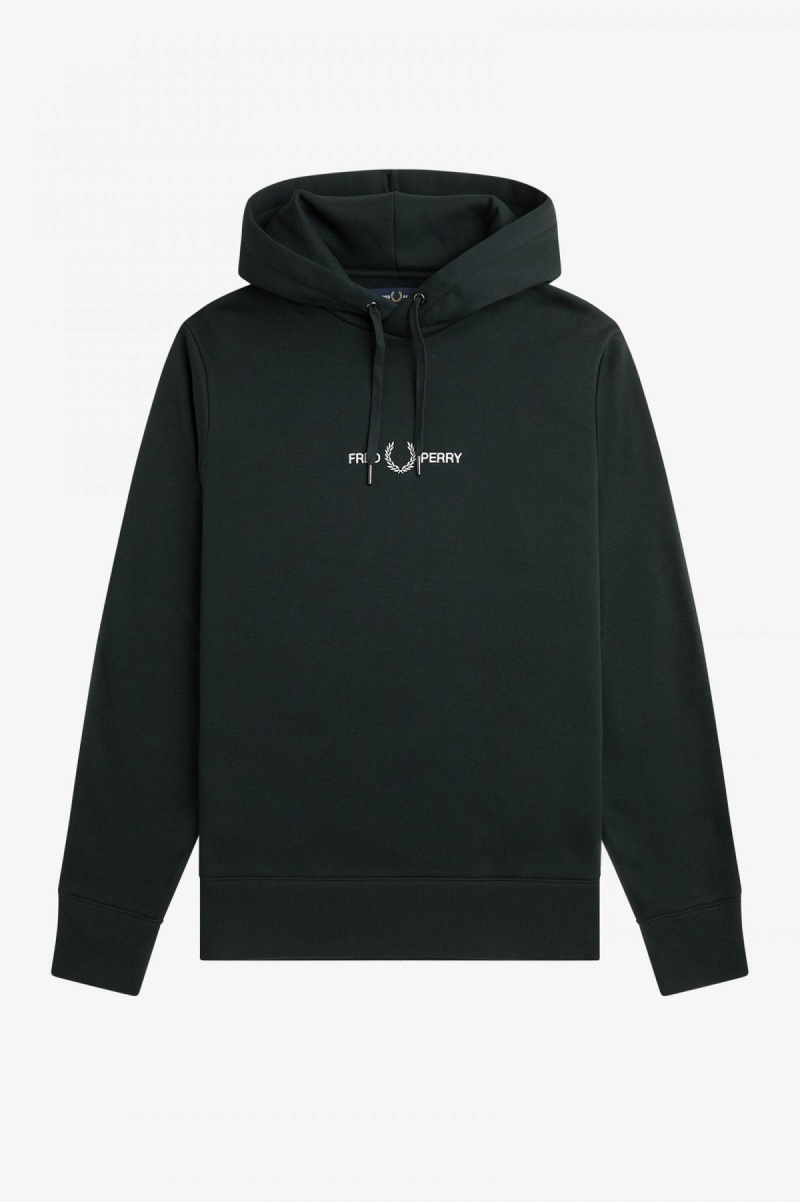 Fred Perry Embroidered Mit Kapuze Sweatshirts Herren Grün | SCHVO32429