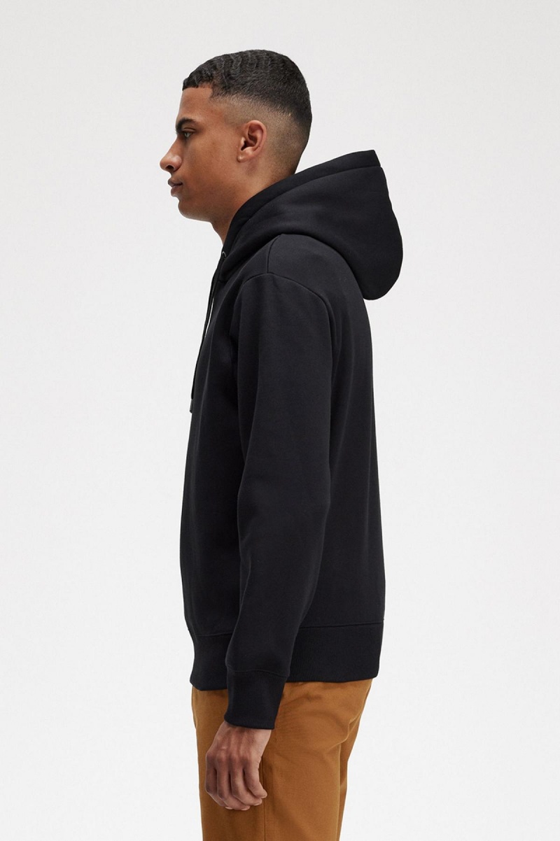 Fred Perry Embroidered Mit Kapuze Sweatshirts Herren Schwarz | QCHWA67196