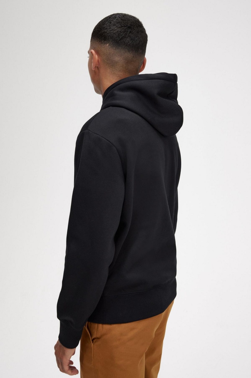 Fred Perry Embroidered Mit Kapuze Sweatshirts Herren Schwarz | QCHWA67196
