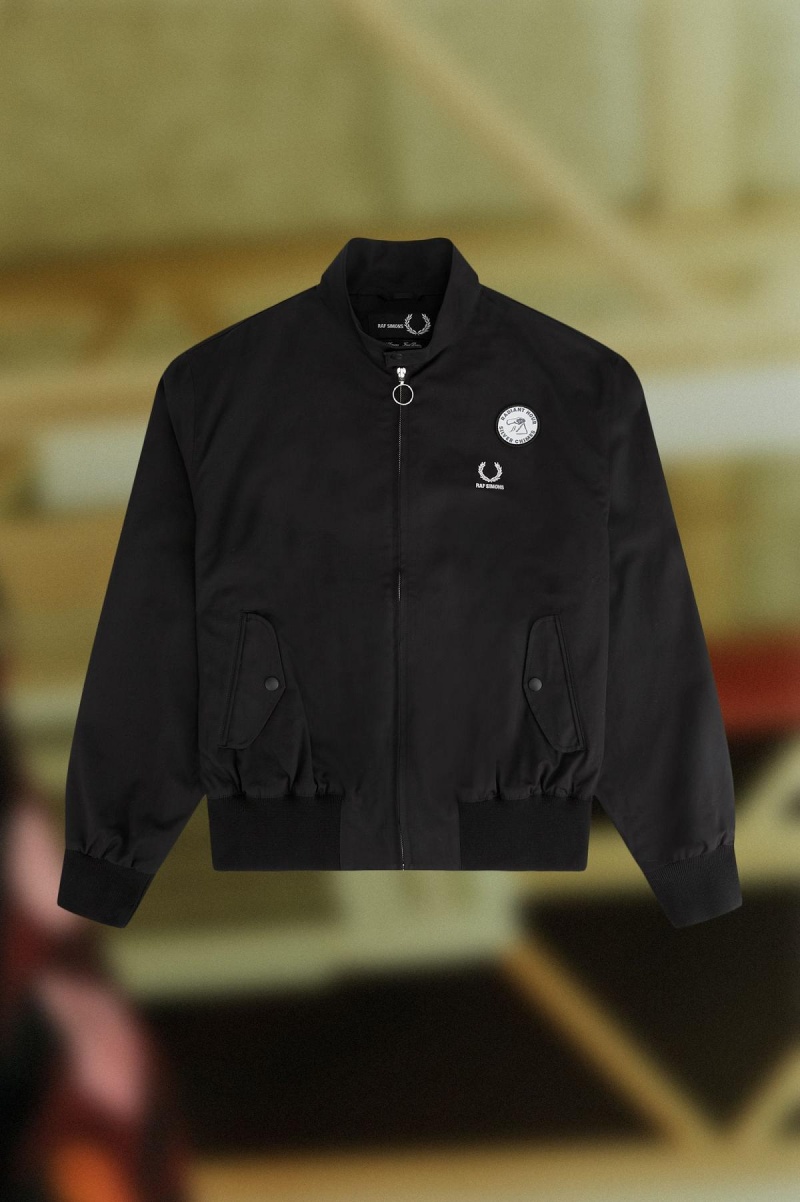 Fred Perry Embroidered Mäntel Herren Schwarz | UCHND42344