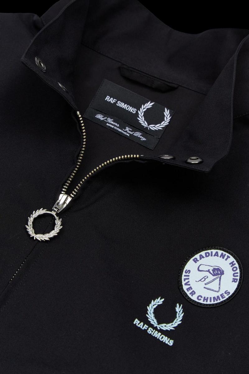 Fred Perry Embroidered Mäntel Herren Schwarz | UCHND42344