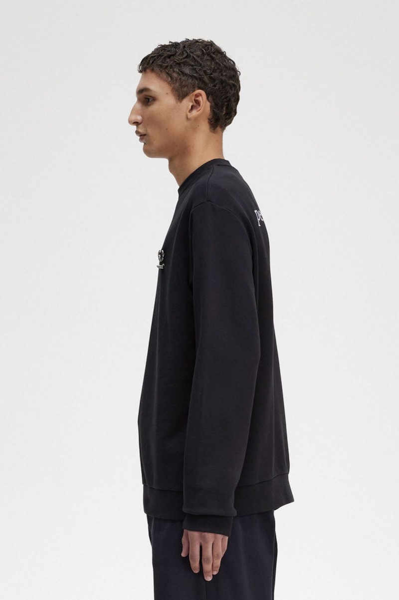 Fred Perry Embroidered Sweatshirts Herren Schwarz | TCHPQ46615