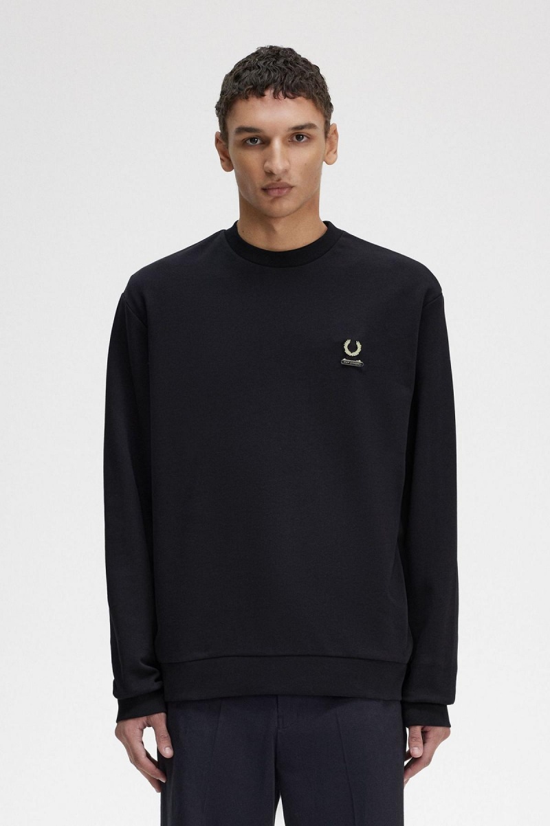 Fred Perry Embroidered Sweatshirts Herren Schwarz | TCHPQ46615