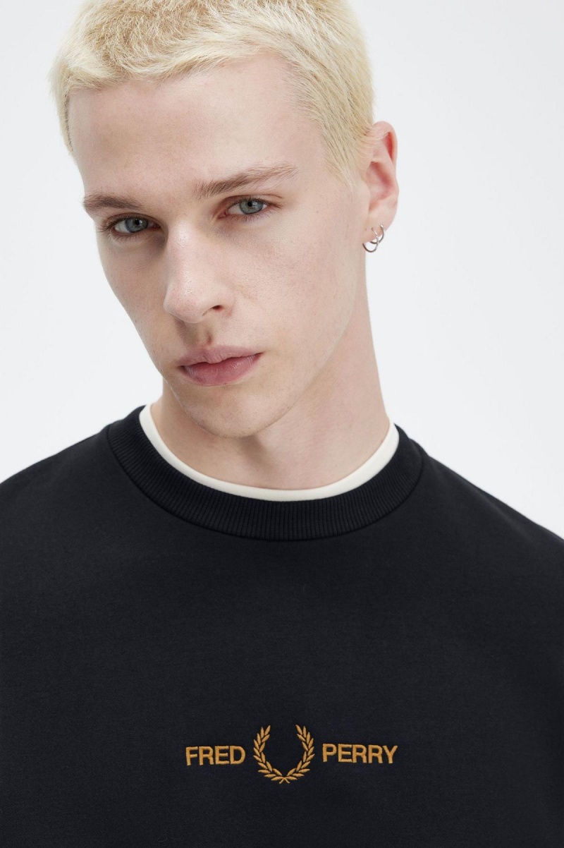 Fred Perry Embroidered Sweatshirts Herren Navy | CHQCS84124