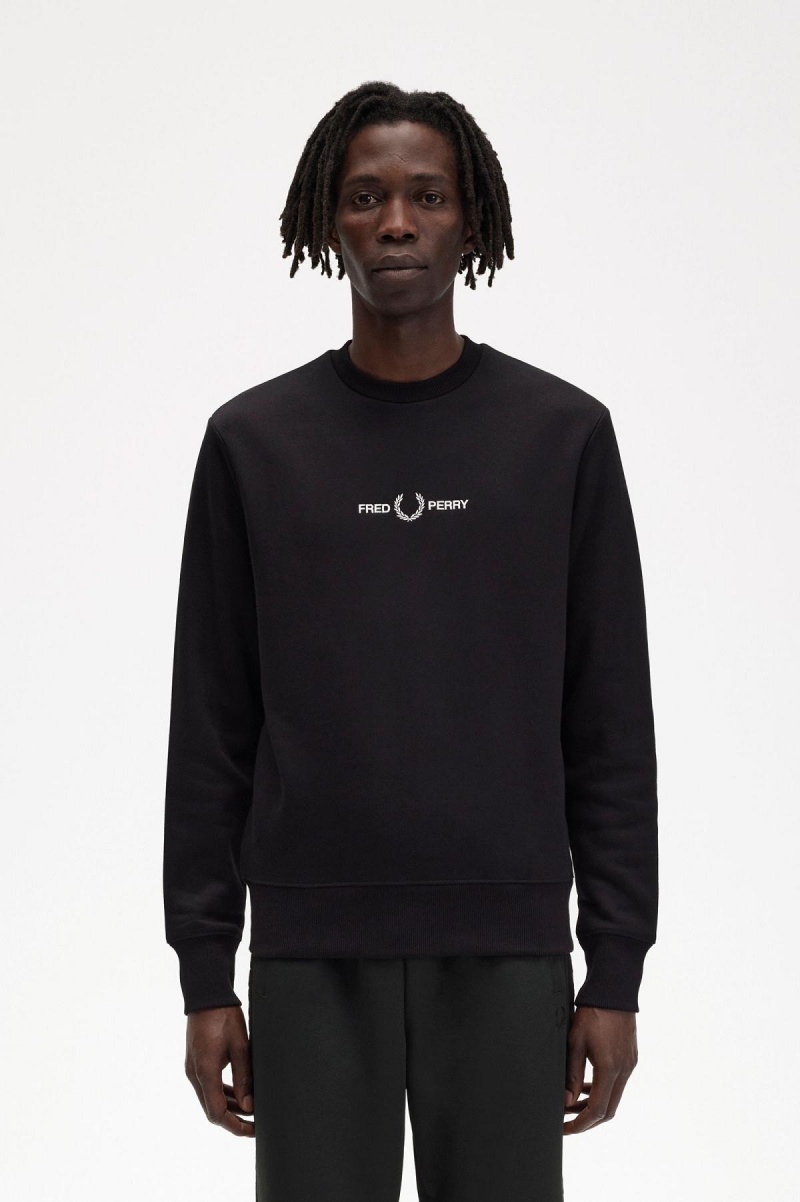 Fred Perry Embroidered Sweatshirts Herren Schwarz | UCHND48862