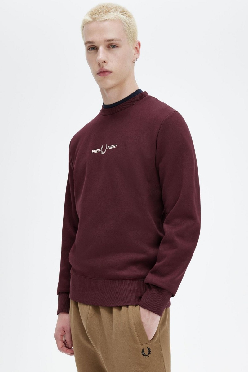 Fred Perry Embroidered Sweatshirts Herren Oxblood | QCHUV95104