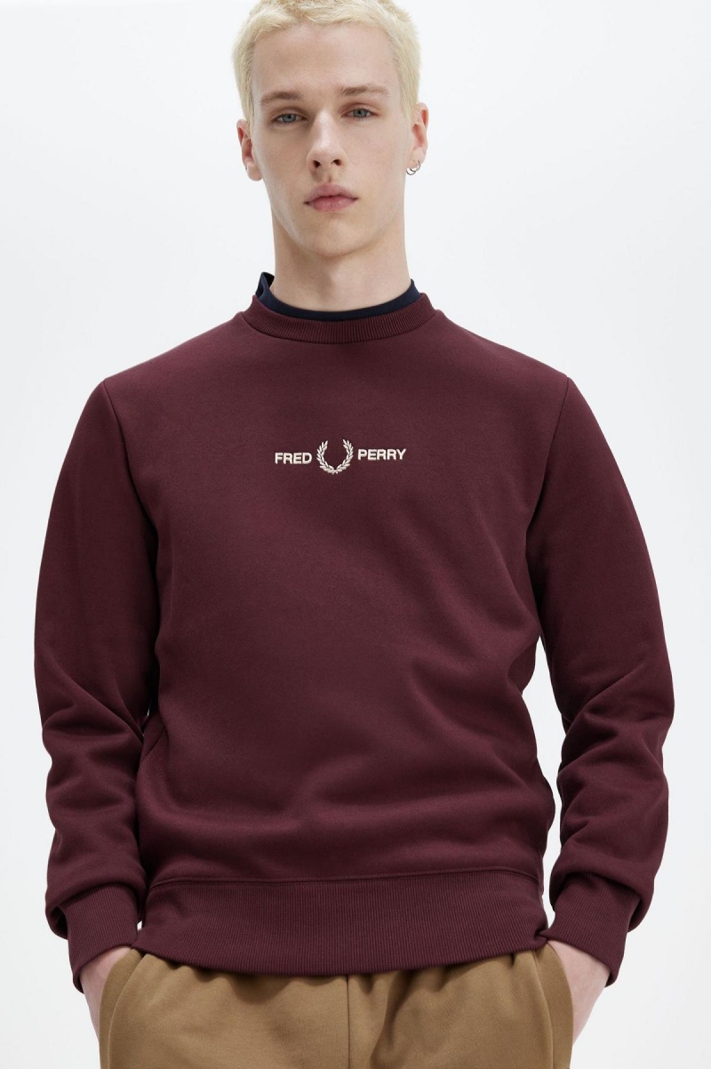 Fred Perry Embroidered Sweatshirts Herren Oxblood | QCHUV95104