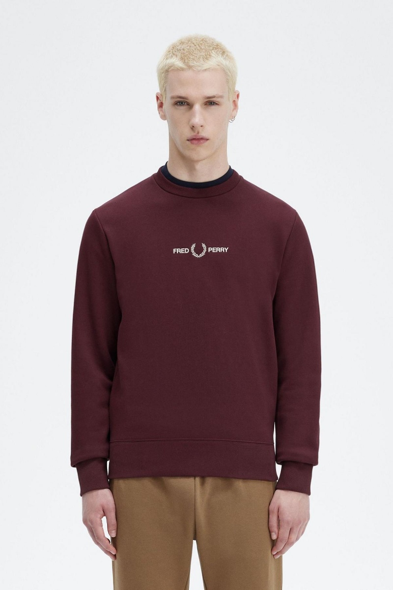Fred Perry Embroidered Sweatshirts Herren Oxblood | QCHUV95104