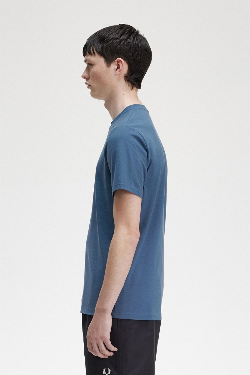 Fred Perry Embroidered T-shirts Herren Blau | UCHTG54268