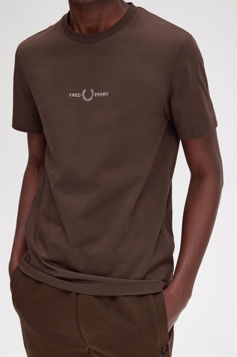 Fred Perry Embroidered T-shirts Herren Burnt Tobacco | PCHER54710