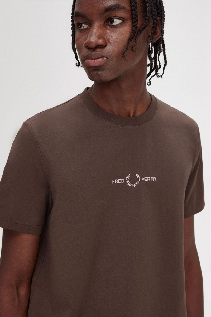 Fred Perry Embroidered T-shirts Herren Burnt Tobacco | PCHER54710