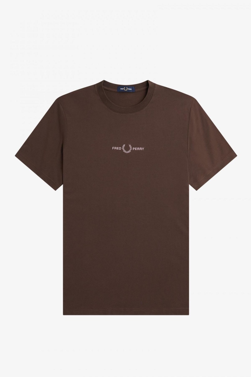 Fred Perry Embroidered T-shirts Herren Burnt Tobacco | PCHER54710
