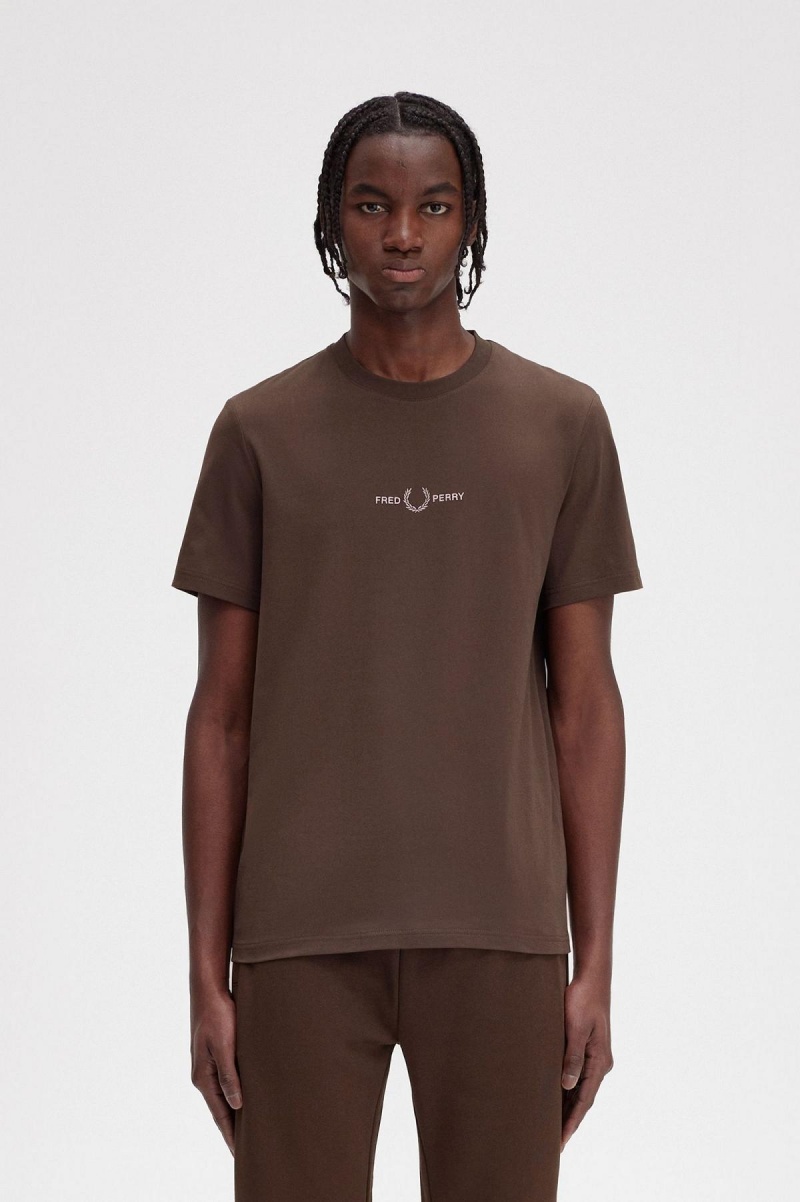 Fred Perry Embroidered T-shirts Herren Burnt Tobacco | PCHER54710
