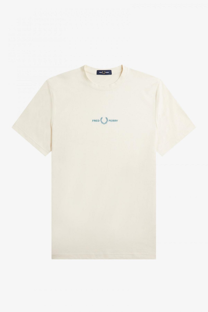 Fred Perry Embroidered T-shirts Herren Ecru | XCHBH87560
