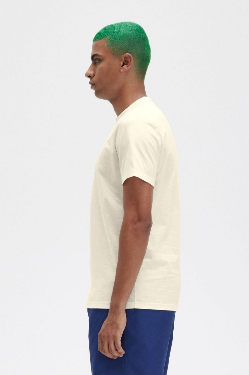 Fred Perry Embroidered T-shirts Herren Ecru | CHNEJ93516
