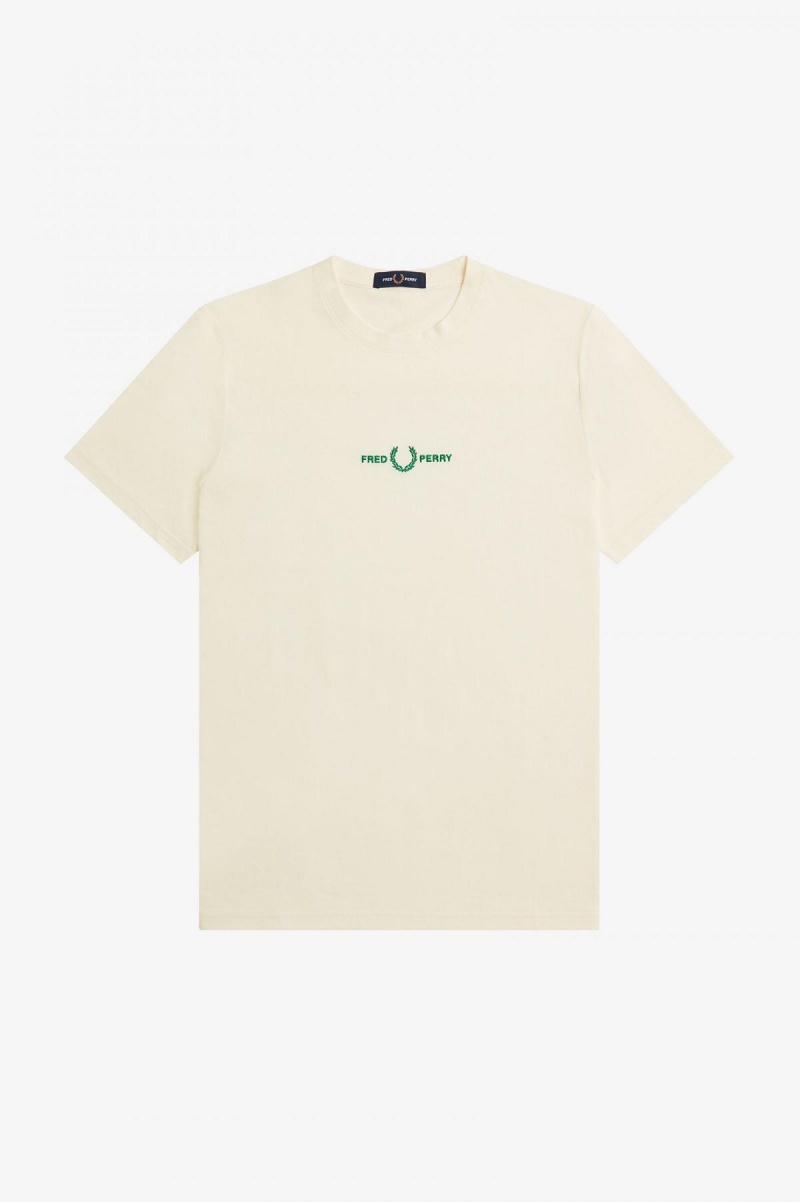 Fred Perry Embroidered T-shirts Herren Ecru | CHNEJ93516