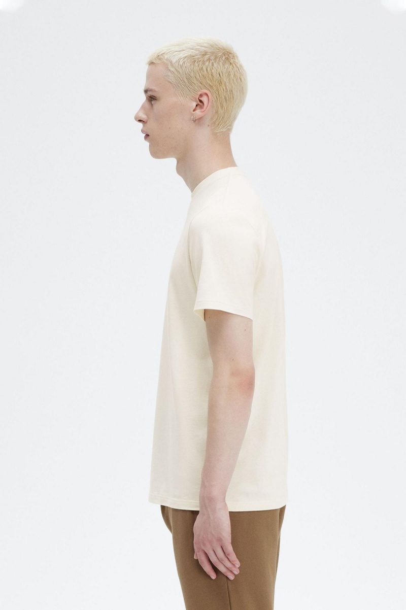 Fred Perry Embroidered T-shirts Herren Ecru | MCHFT16093