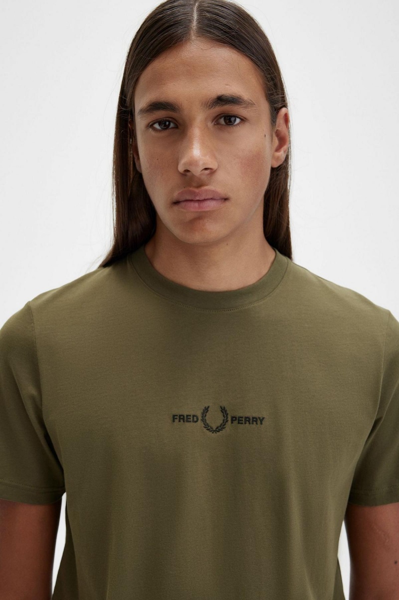 Fred Perry Embroidered T-shirts Herren Grün | BCHSO68434