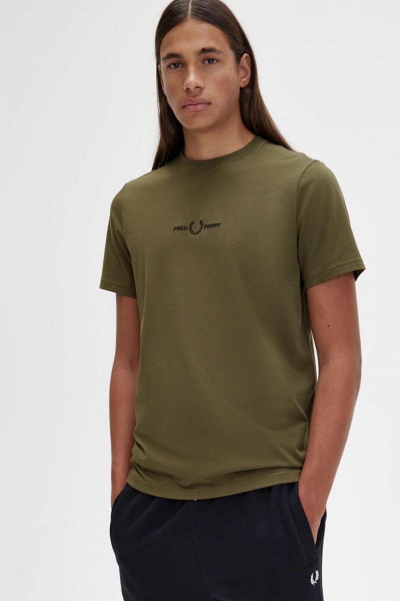 Fred Perry Embroidered T-shirts Herren Grün | BCHSO68434