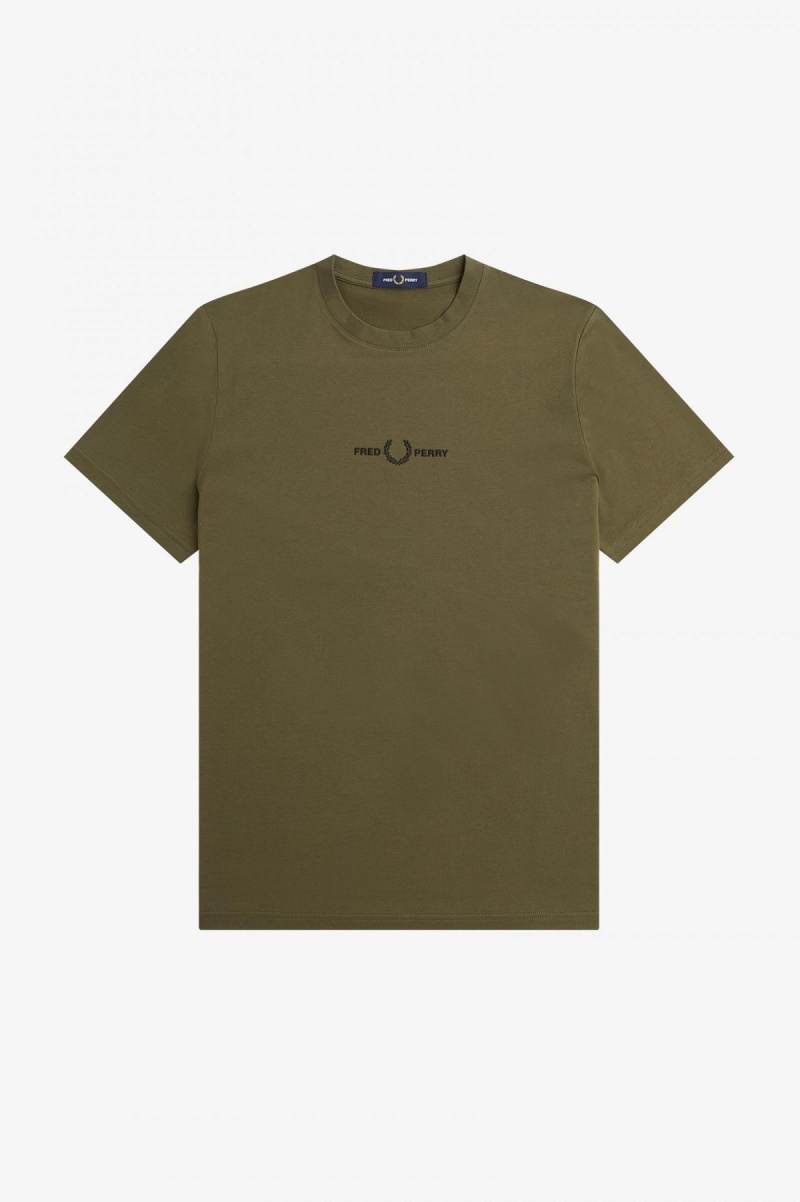 Fred Perry Embroidered T-shirts Herren Grün | BCHSO68434