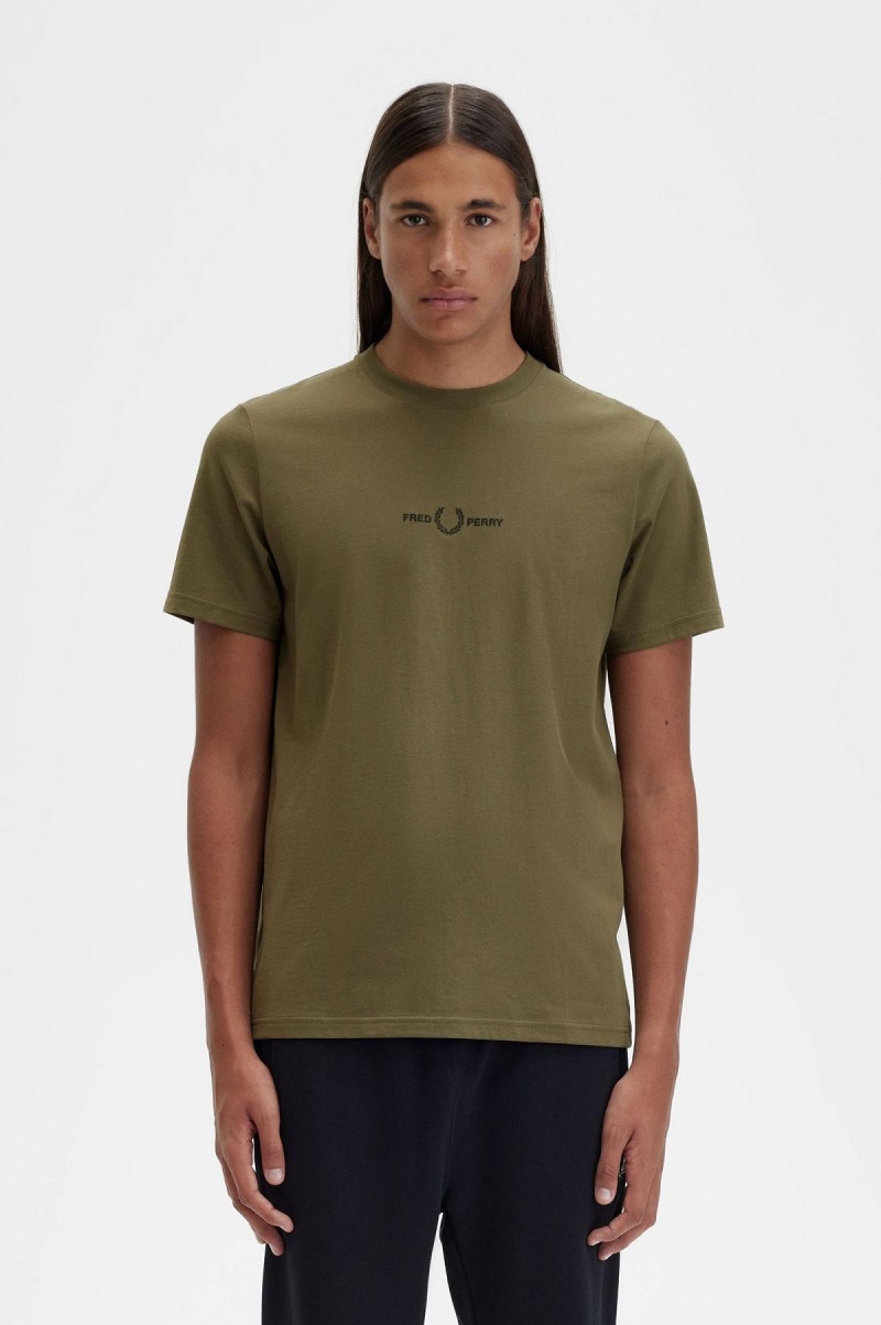 Fred Perry Embroidered T-shirts Herren Grün | BCHSO68434