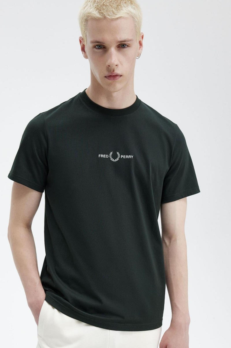 Fred Perry Embroidered T-shirts Herren Grün | UCHND56547
