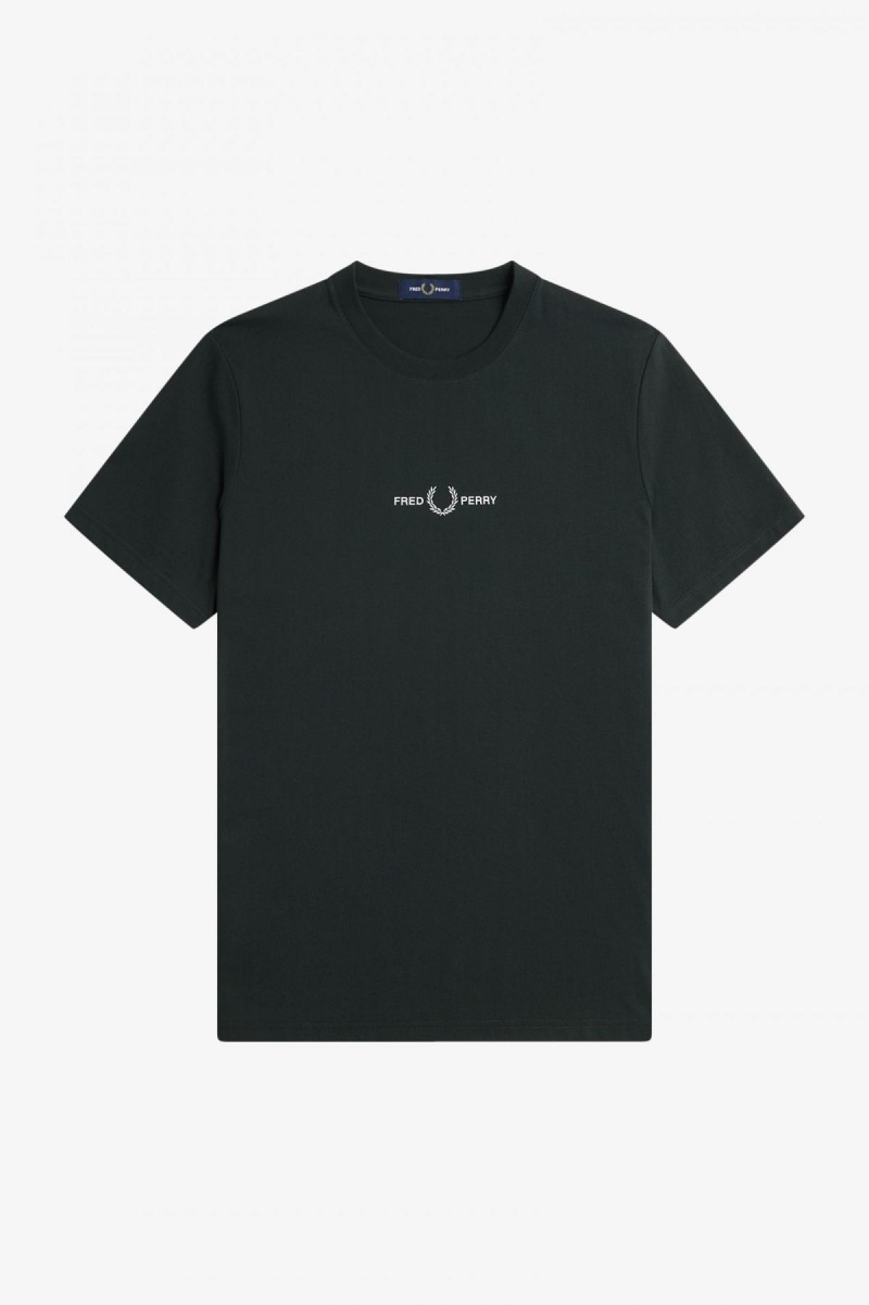 Fred Perry Embroidered T-shirts Herren Grün | UCHND56547