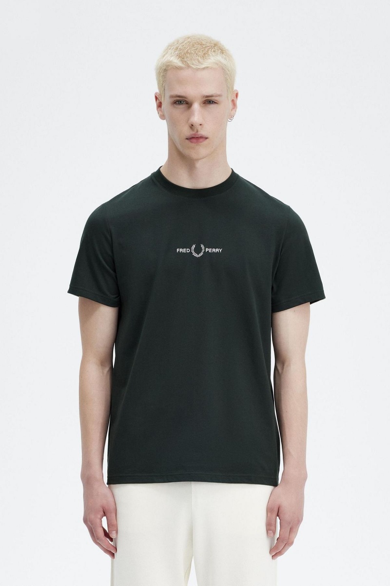 Fred Perry Embroidered T-shirts Herren Grün | UCHND56547